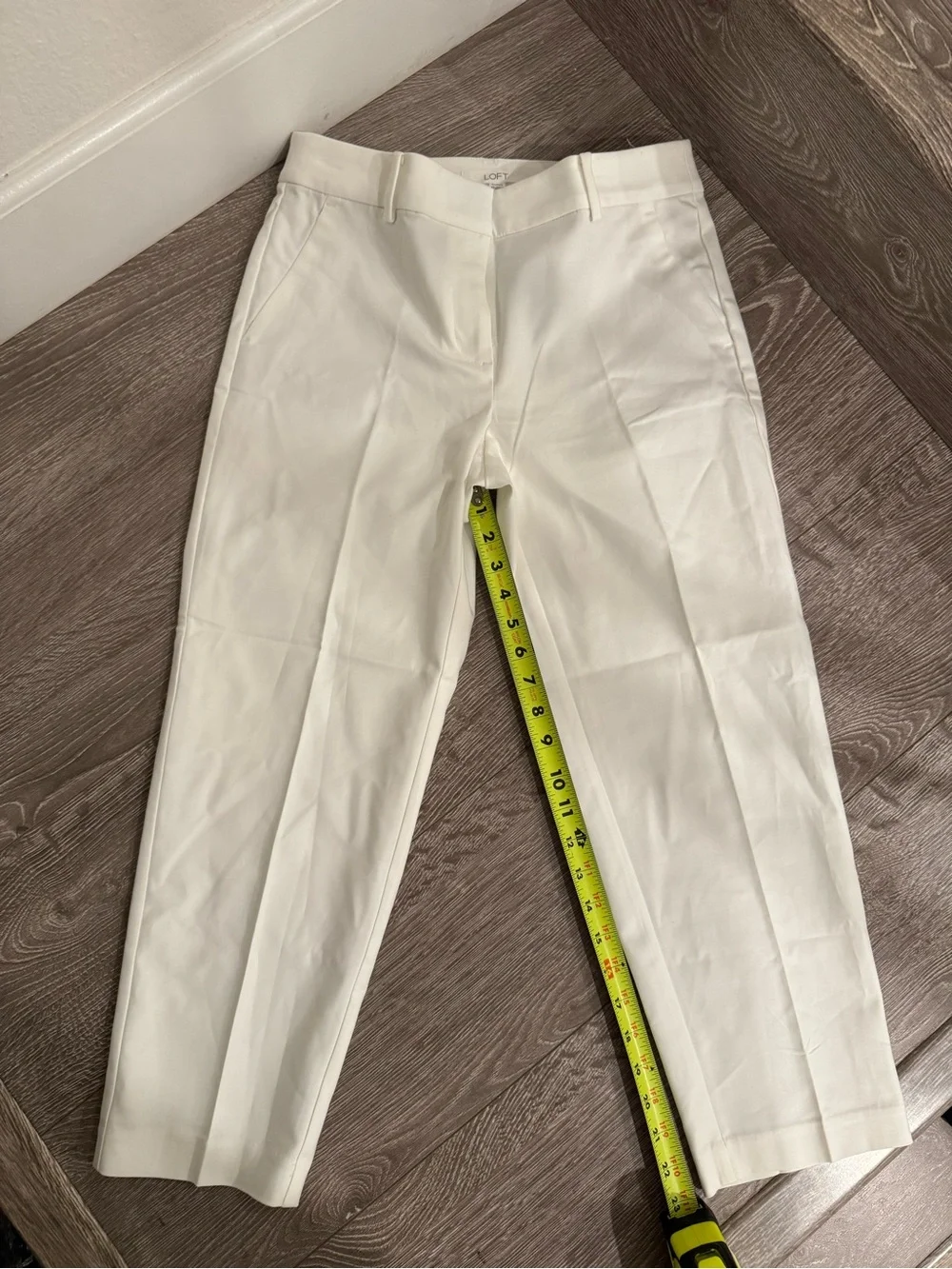 LOFT White Cropped Ankle Pants - Slim Pull-On Trousers - Picture 2 of 5